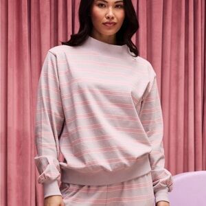 Parke Lavender and Pink Striped Pullover Sweatshirt